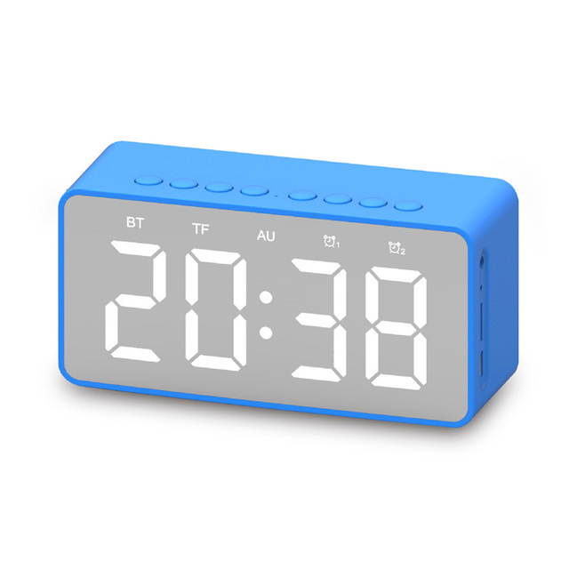 Wireless bluetooth speaker, bluetooth 5.0 speaker with mirrored LED alarm clock and built-in microphone voice, for Android and IOS smart phones,Black