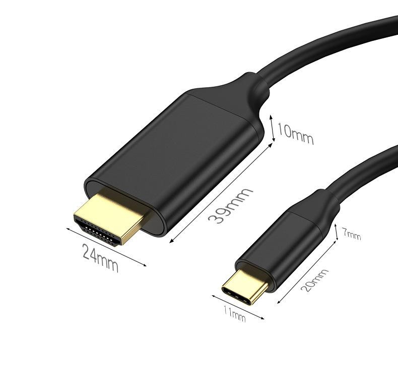 1.8m HDMI Cable 4K 30Hz Adapter Type-c to HDMI for Mac Monitor Projector
