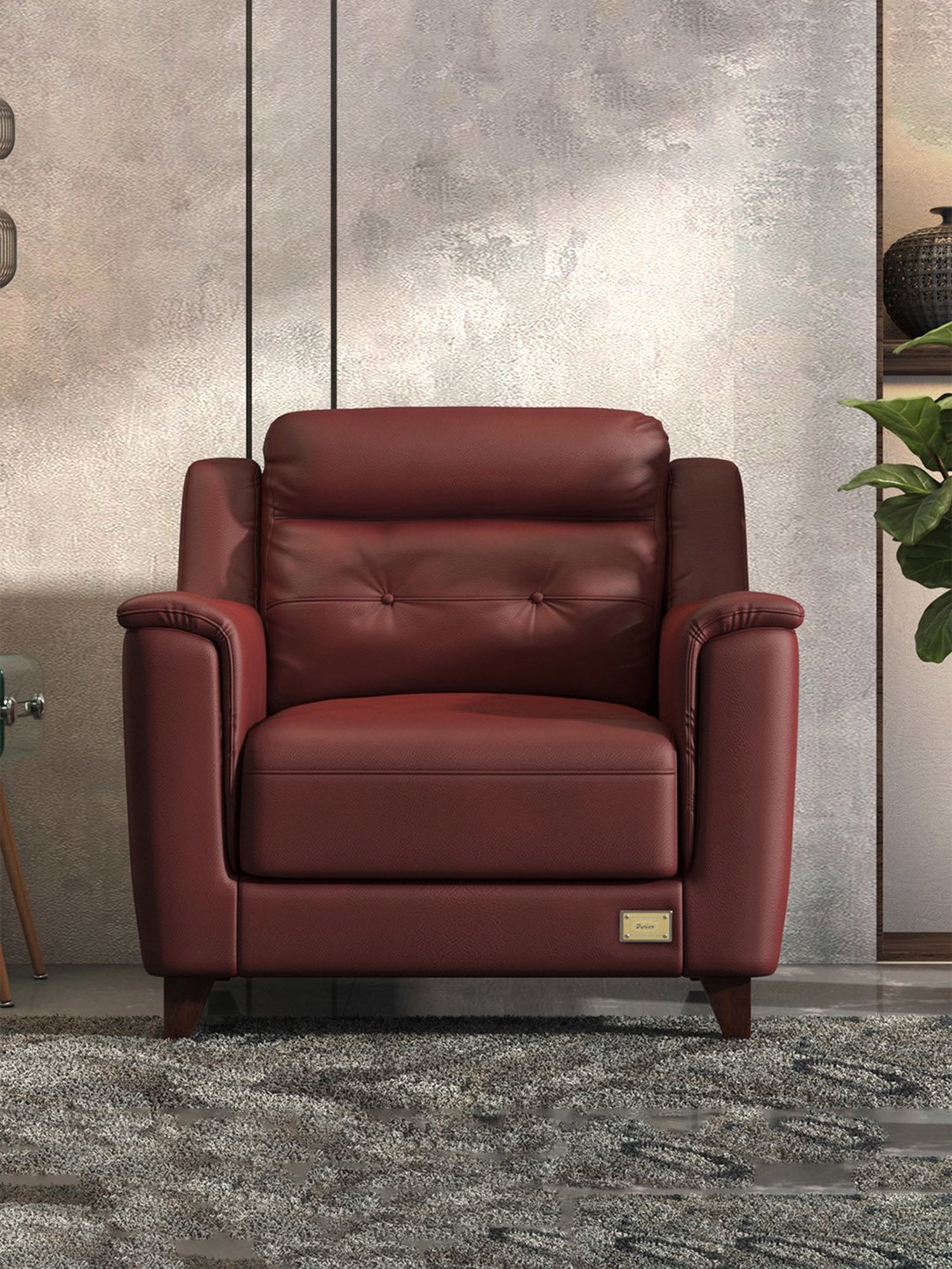 Durian Patrick Brick Red Leather 1 Seater Sofa