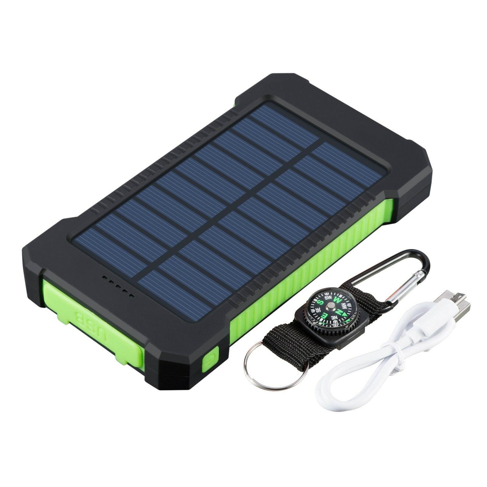 Waterproof 10000mAh Solar Power Bank Charger Dual USB Battery FR Phone US Sell