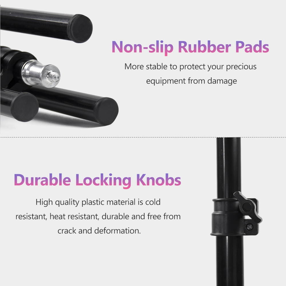 180cm Reverse Folding Leg Light Stand Tripod Adjustable Height Four Sections Heavy Duty Aluminum Alloy Material 1/4 Inches Screw for Photography LED Lights Phone Holder Tripod Head Softbox Black