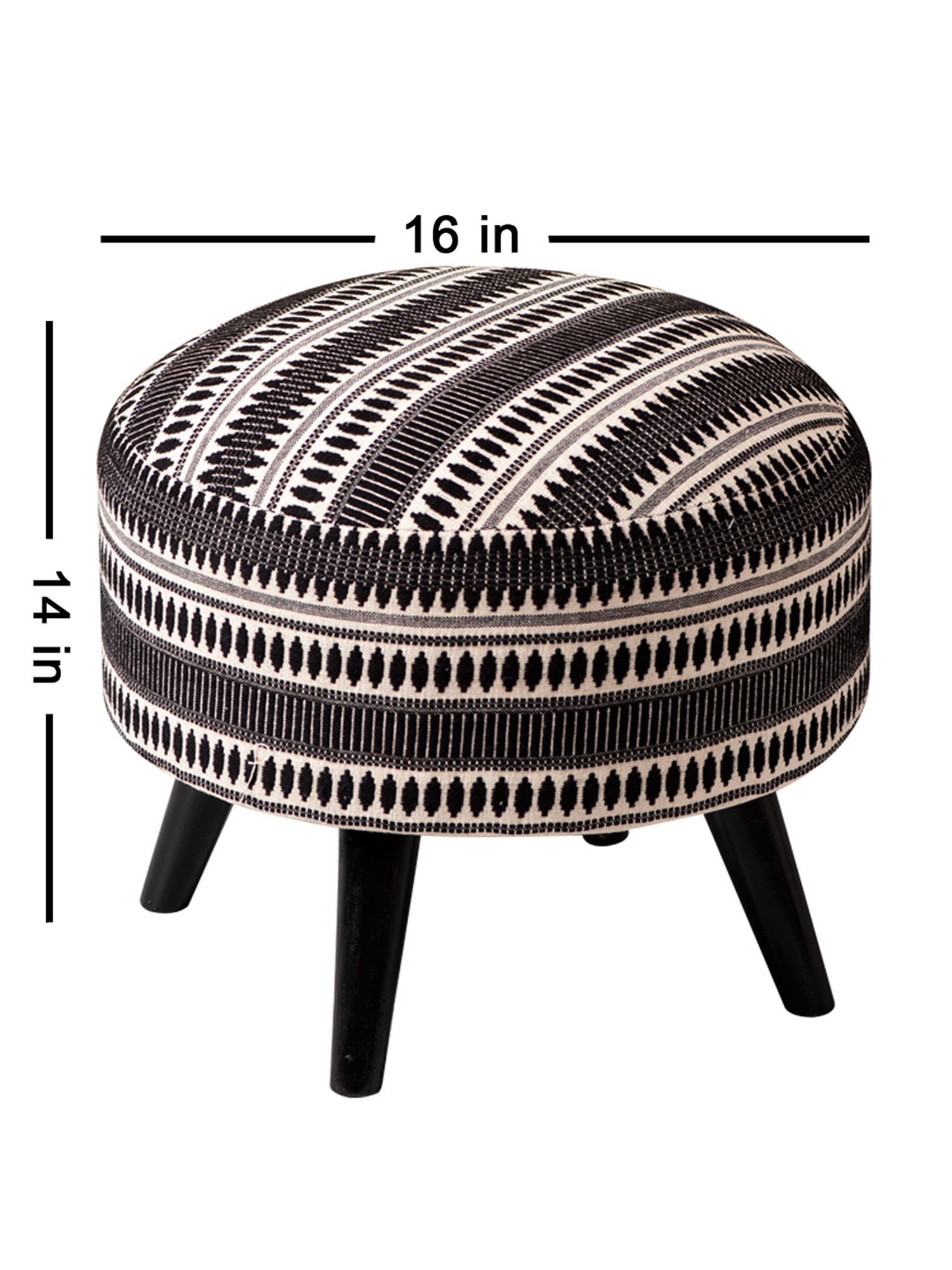 Chumbak French Sahara Solid Mustard Yellow Wood Ottoman