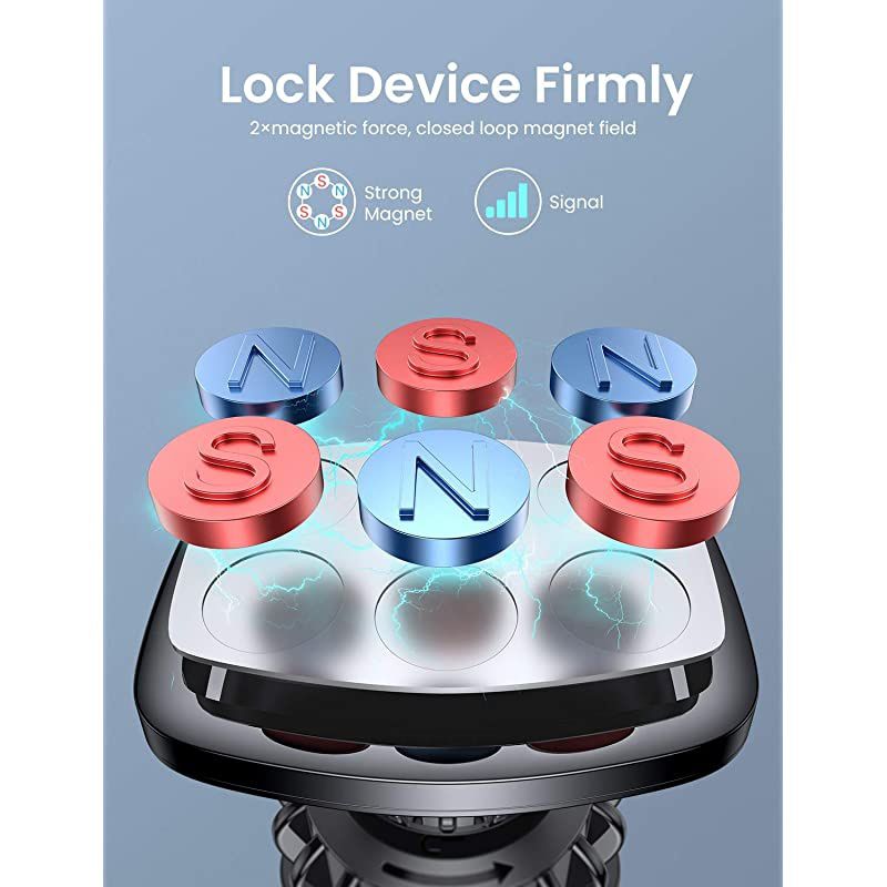 Car Phone Holder Mount, [Upgraded Clip] Magnetic Phone Car Mount [6 Strong Magnets] Cell Phone Holder for Car [Case Friendly] iPhone Car Holder Compatible with 4-6.7 inch Smartphones & Tablets