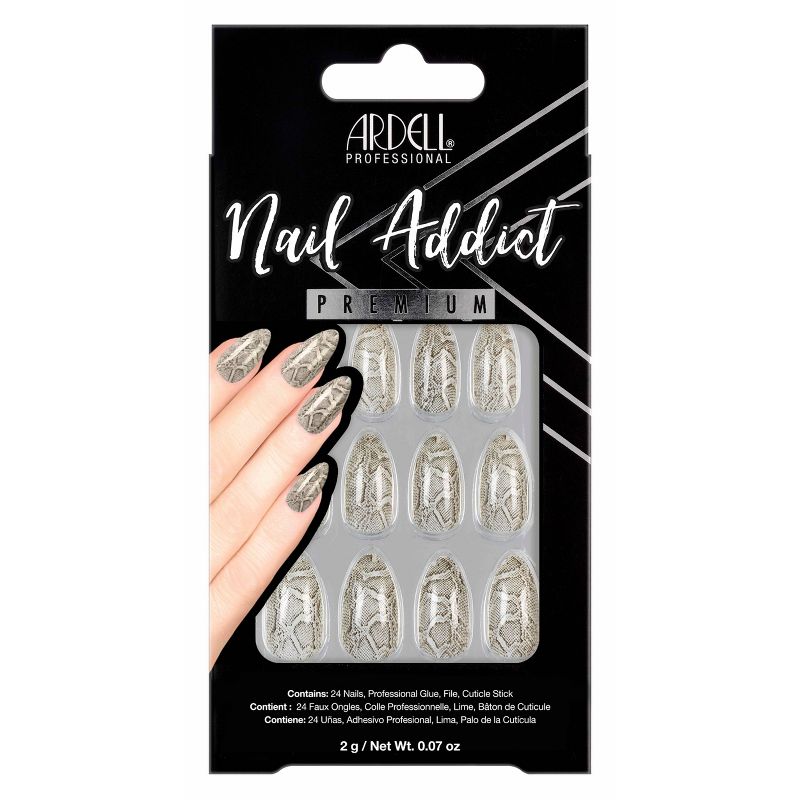 Ardell Nail Addict False Nails - Gray Python - 24ct