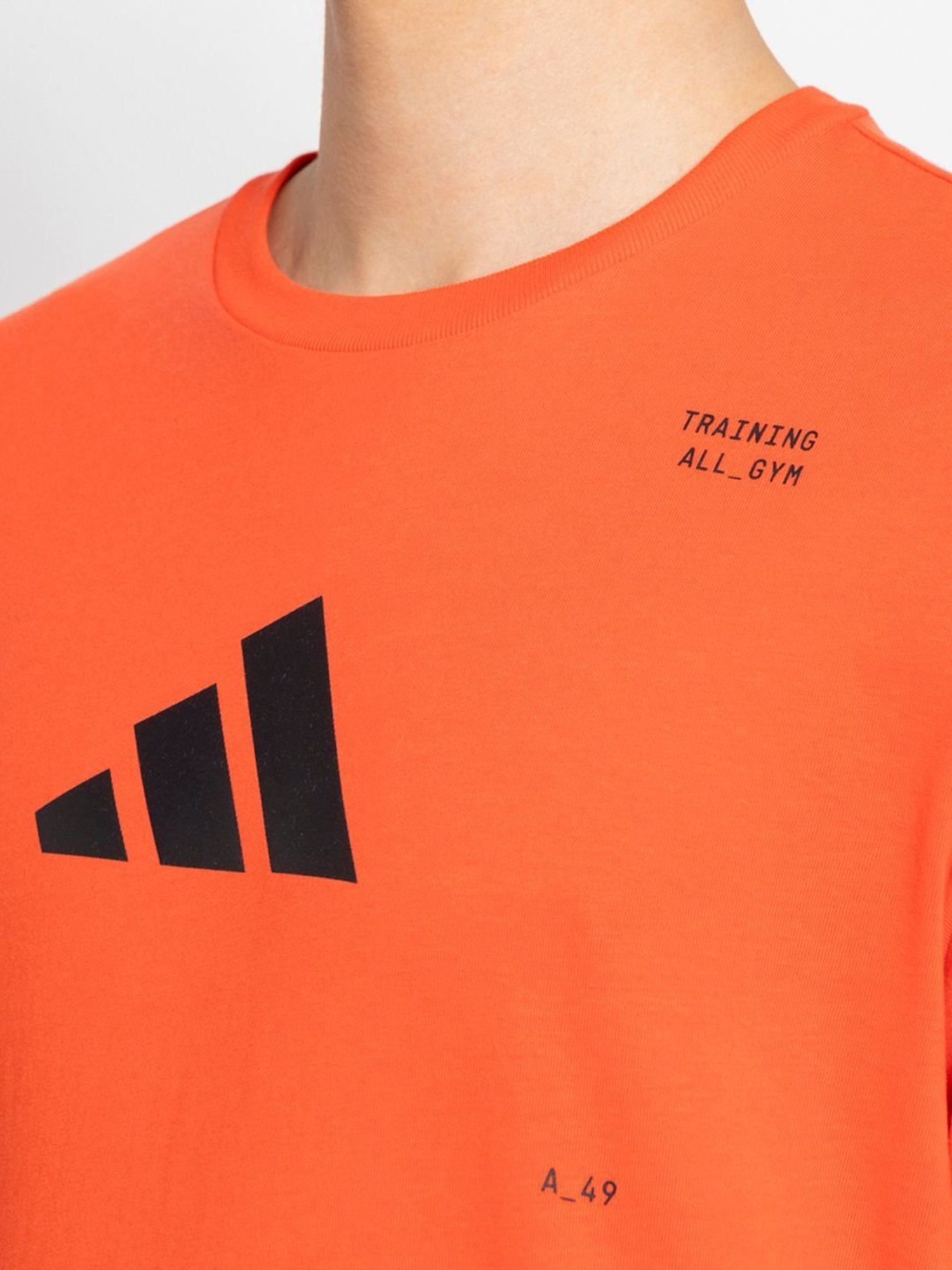 Adidas Red Cotton Regular Fit Printed Sports T-Shirt