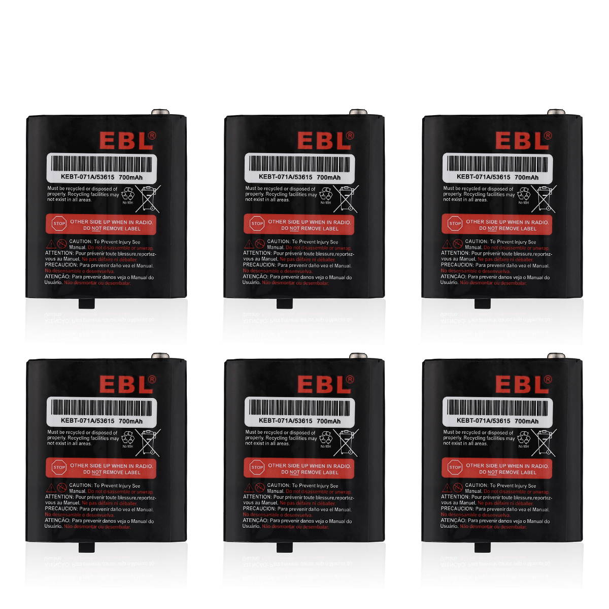 EBL 10 Pack 3.6V 700mAh Replacement Battery for Motorola Two-Way Radio KEBT-071A/53615 Motorola m53615 53615 KEBT-071-A KEBT-071-B KEBT-071-C KEBT-071-D