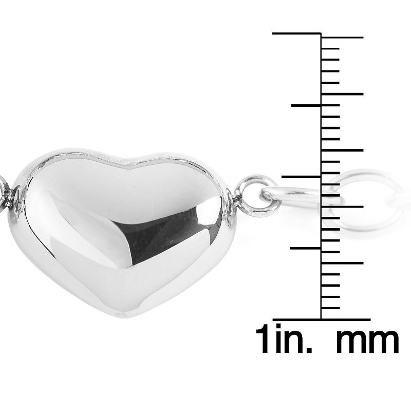 West Coast Jewelry Stainless Steel Puffed Hearts Chain Bracelet