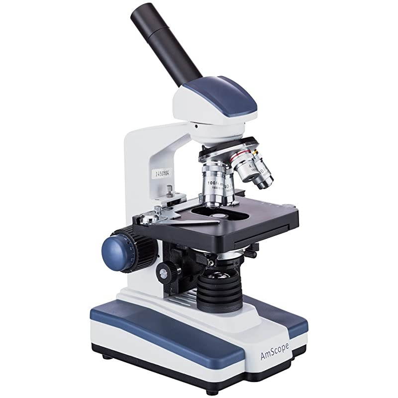M620CSP14CLS50P100SWM 40X2500X LED Monocular Compound Microscope with Extensive Slide Preparation Kit and Book