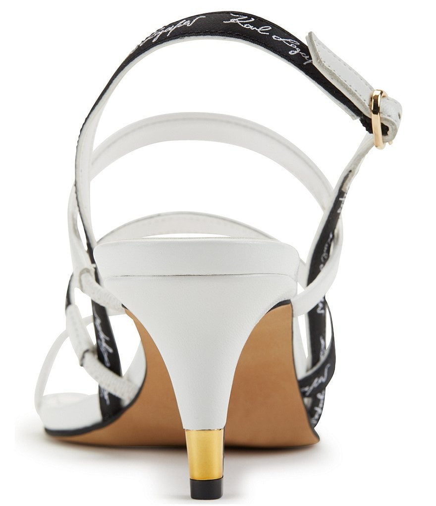KARL LAGERFELD PARIS Dextra Script Logo Strap Kitten Heel Dress Sandals