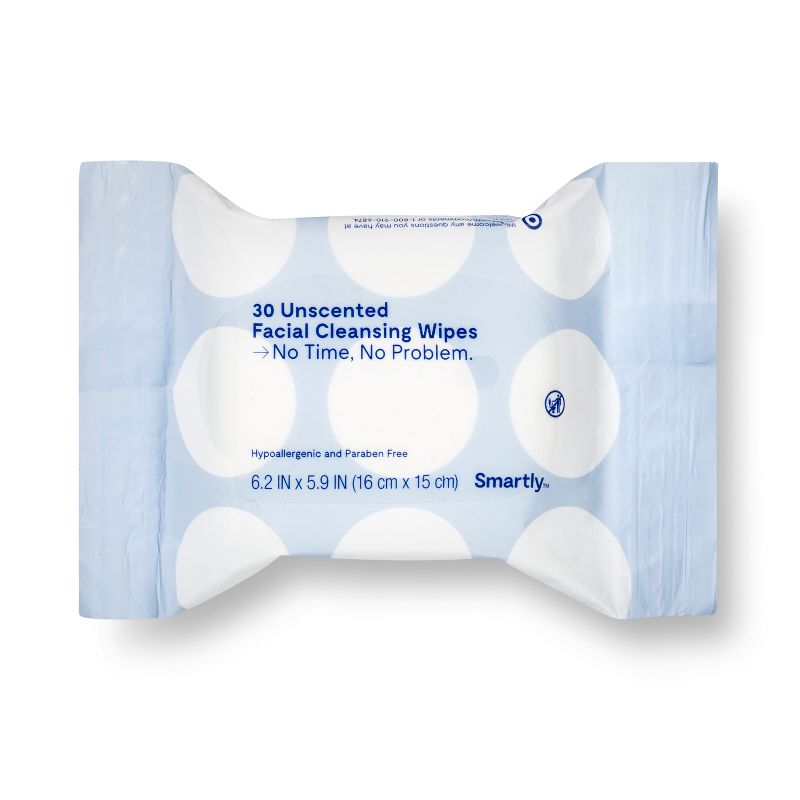 Unscented Facial Cleansing Wipes - 30ct - Smartly™