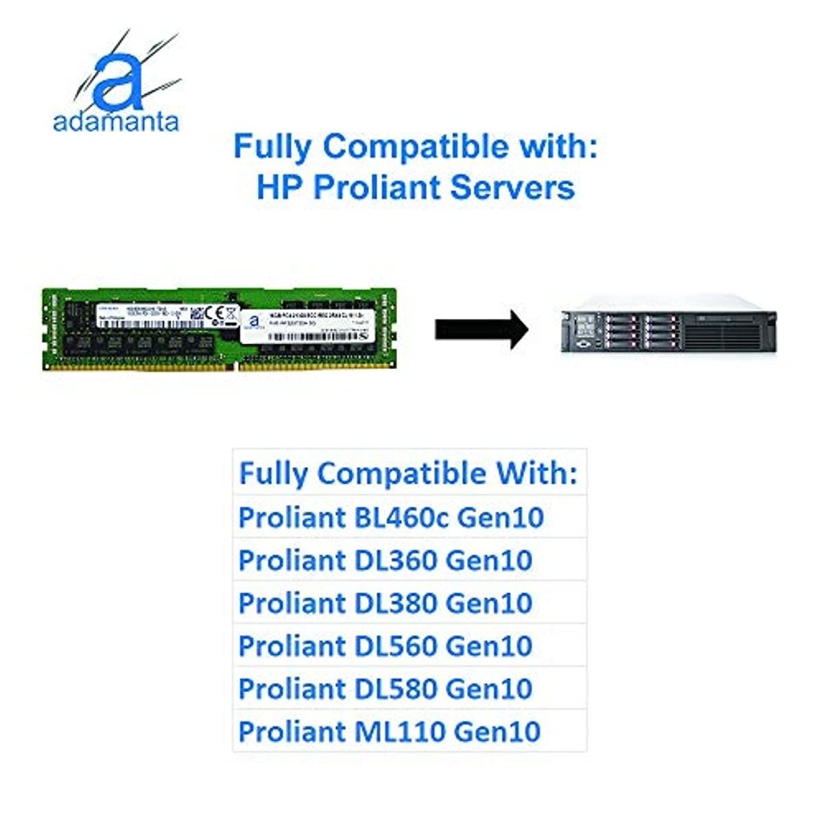 Adamanta 16GB (1x16GB) Server Memory Upgrade for Dell Poweredge, Precision & HP Proliant Servers Samsung Original DDR4 2666MHZ PC4-21300 ECC Registered Chip 2Rx4 CL19 1.2v DRAM RAM Adamanta