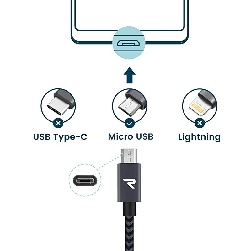 Micro USB Cable 65ft  Long Android Charger Cord QC 30 Fast Charge Sync Nylon Braided Fast Charger 24A for Samsung Galaxy S5S6S7 HTC LG Kindle Sony PS4 and More Space Gray