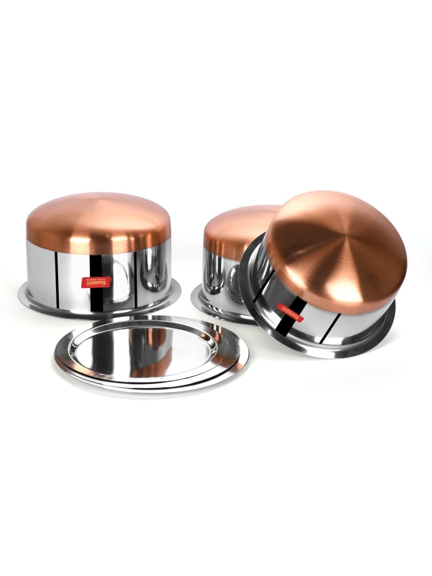 Sumeet Stainless Steel Copper Bottom 3Pc Big Size Tope Set With Lid  (4.70L, 5.7Ltr, 6.7Ltr)