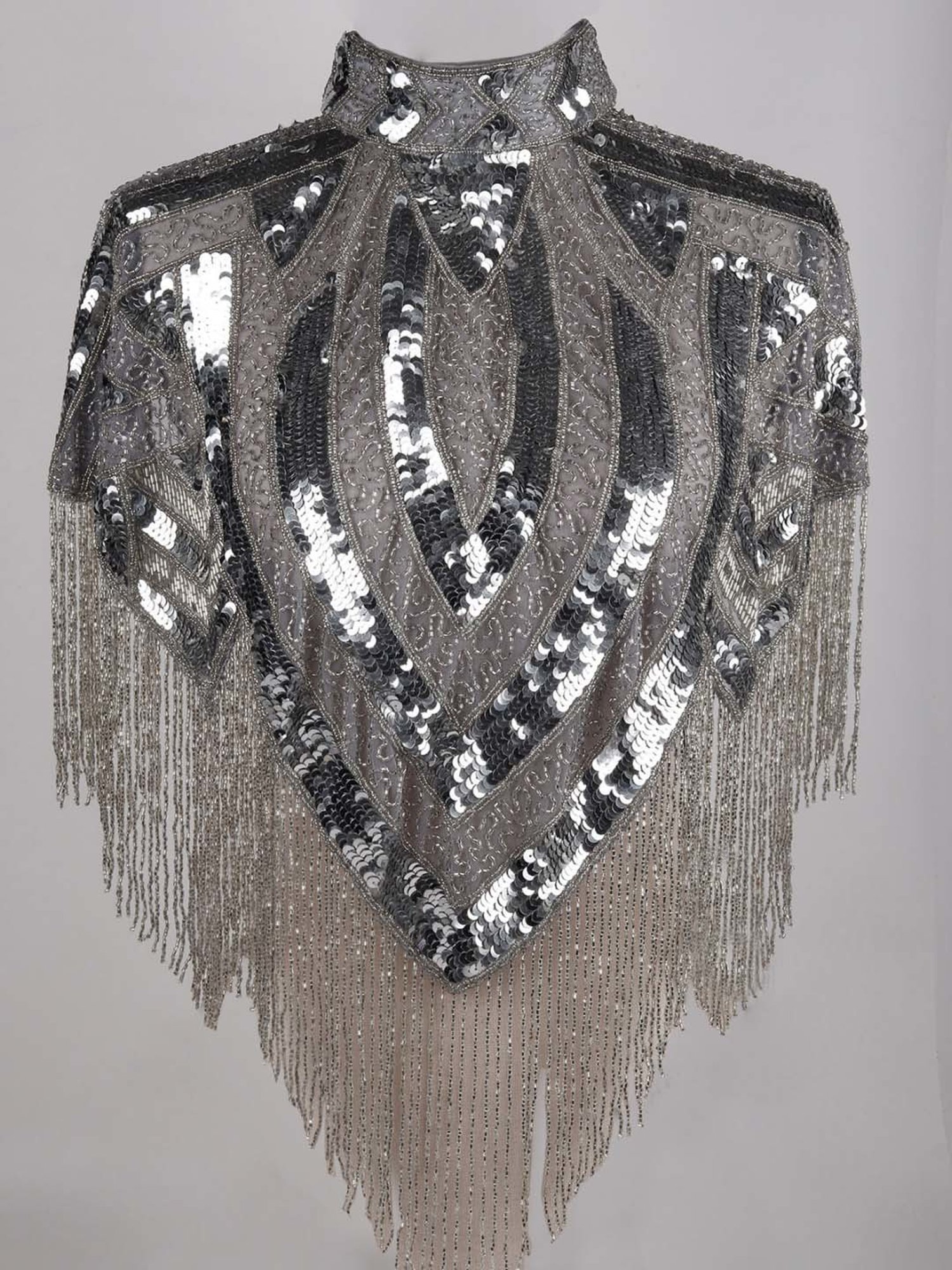 Odette Grey Embellished Fancy Cape