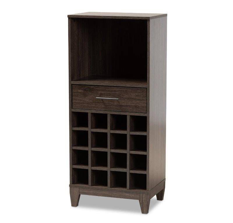 Trenton Wood 1 Drawer Wine Storage Cabinet Brown - Baxton Studio