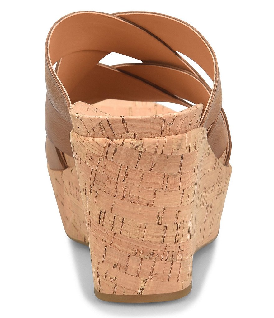Kork-Ease Aria Woven Leather Cork Wedge Slide Sandals