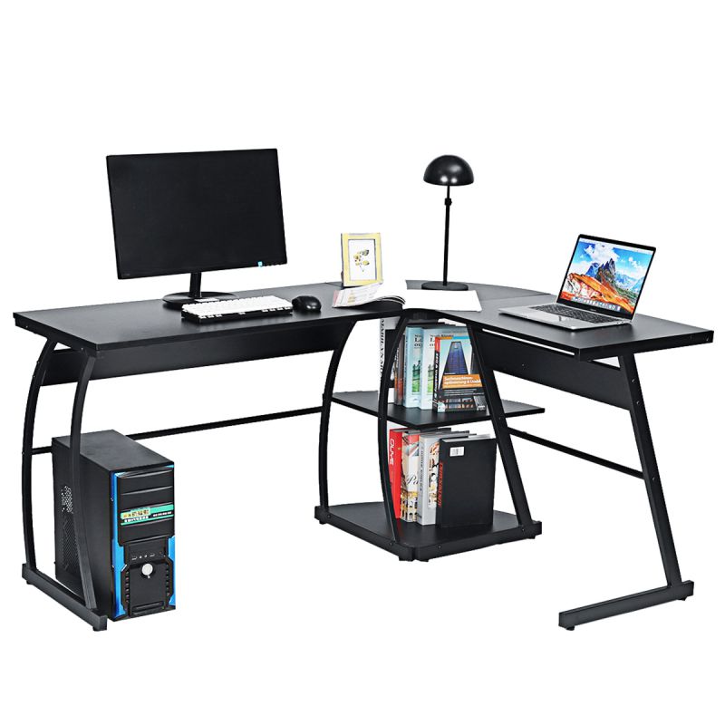 73" L-Shape Gaming Computer Desk Office Corner Laptop PC Table Workstation Study  with Shelves