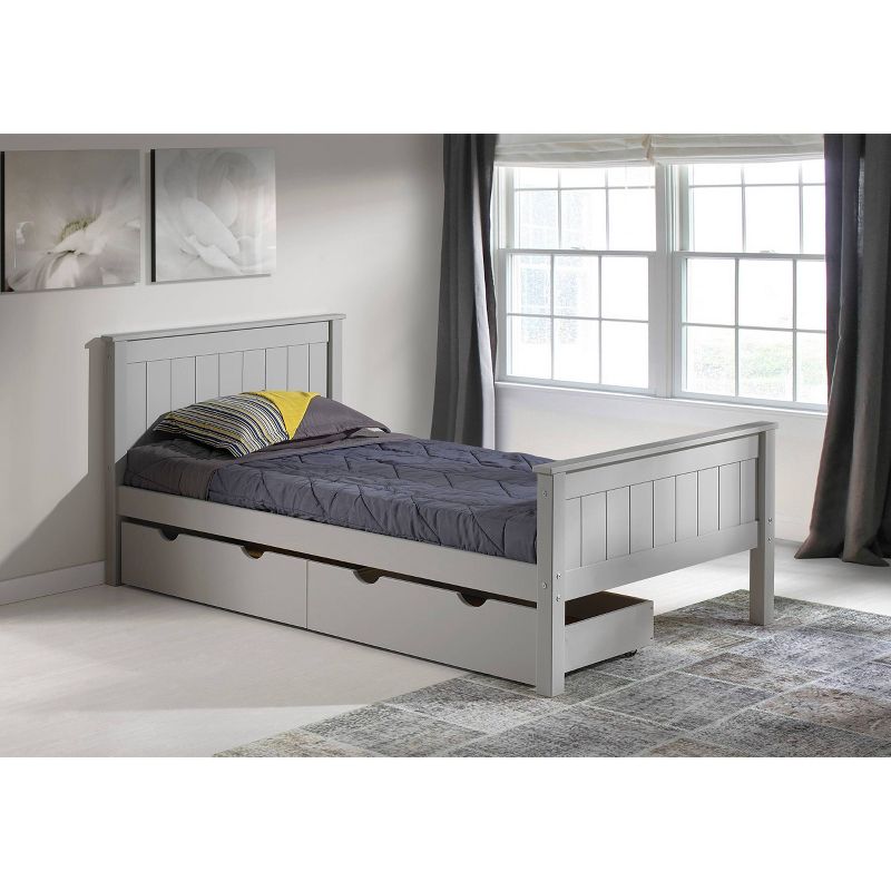 Twin Harmony Wood Bed with Storage Drawers Dove Gray - Alaterre Furniture
