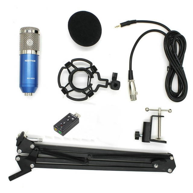 Condenser Microphone BM-800 Mic Adjustable Mic Suspension Scissor Arm Double-Layer Pop Filter for Studio Recording Broadcast