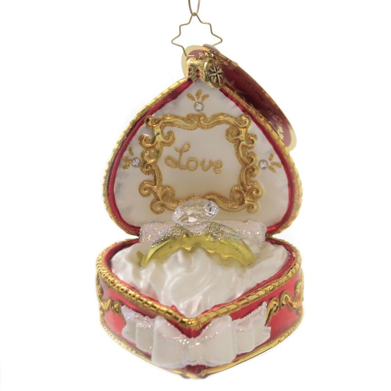 Raz Imports 3.25" Wedding Ring Box Glass Christmas Ornament - Red