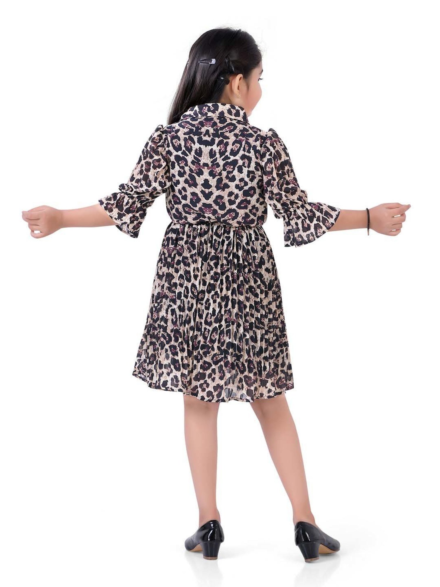 poplins Kids Navy Cotton Printed Dress