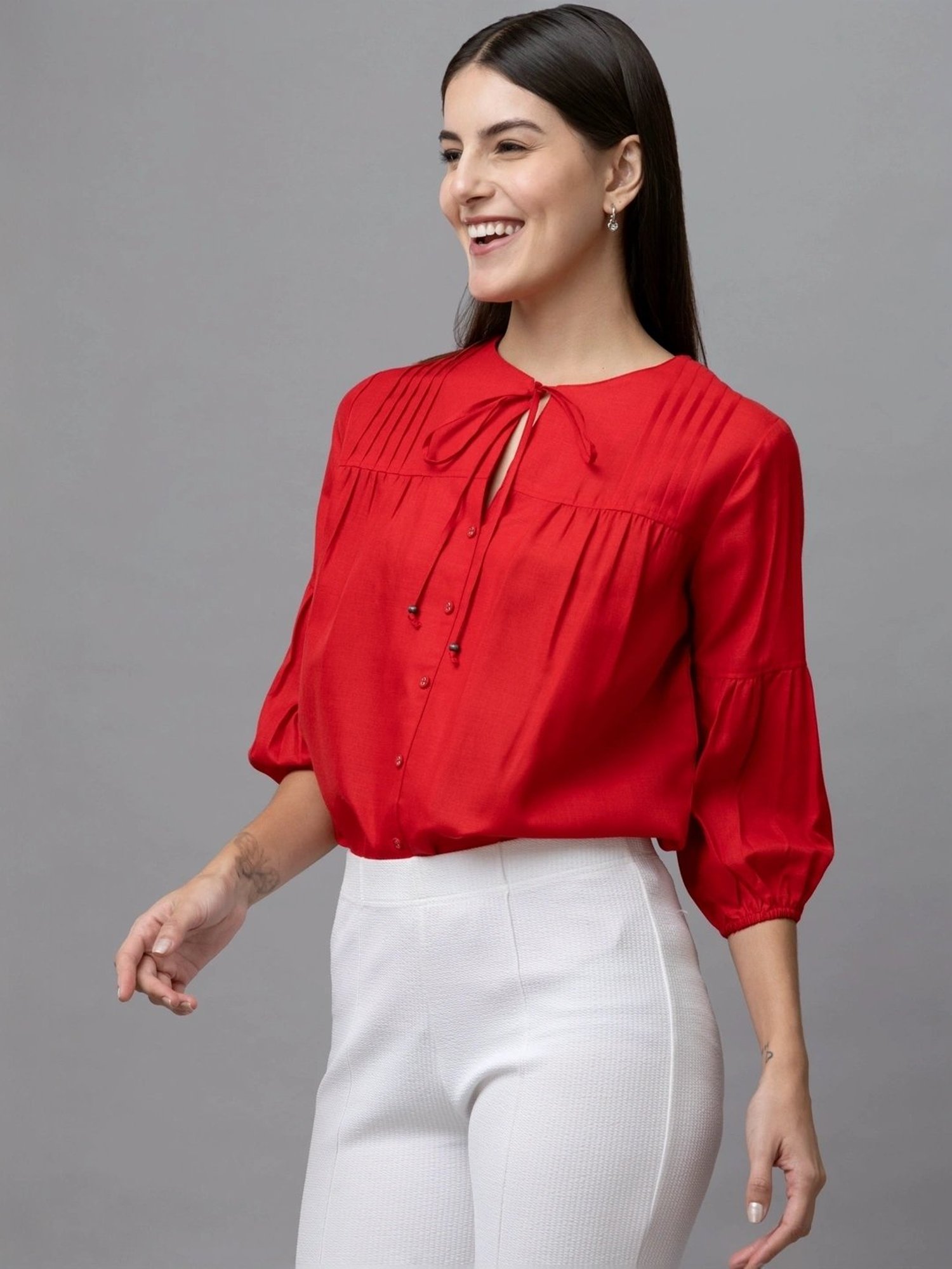 PURYS Red Regular Fit Top
