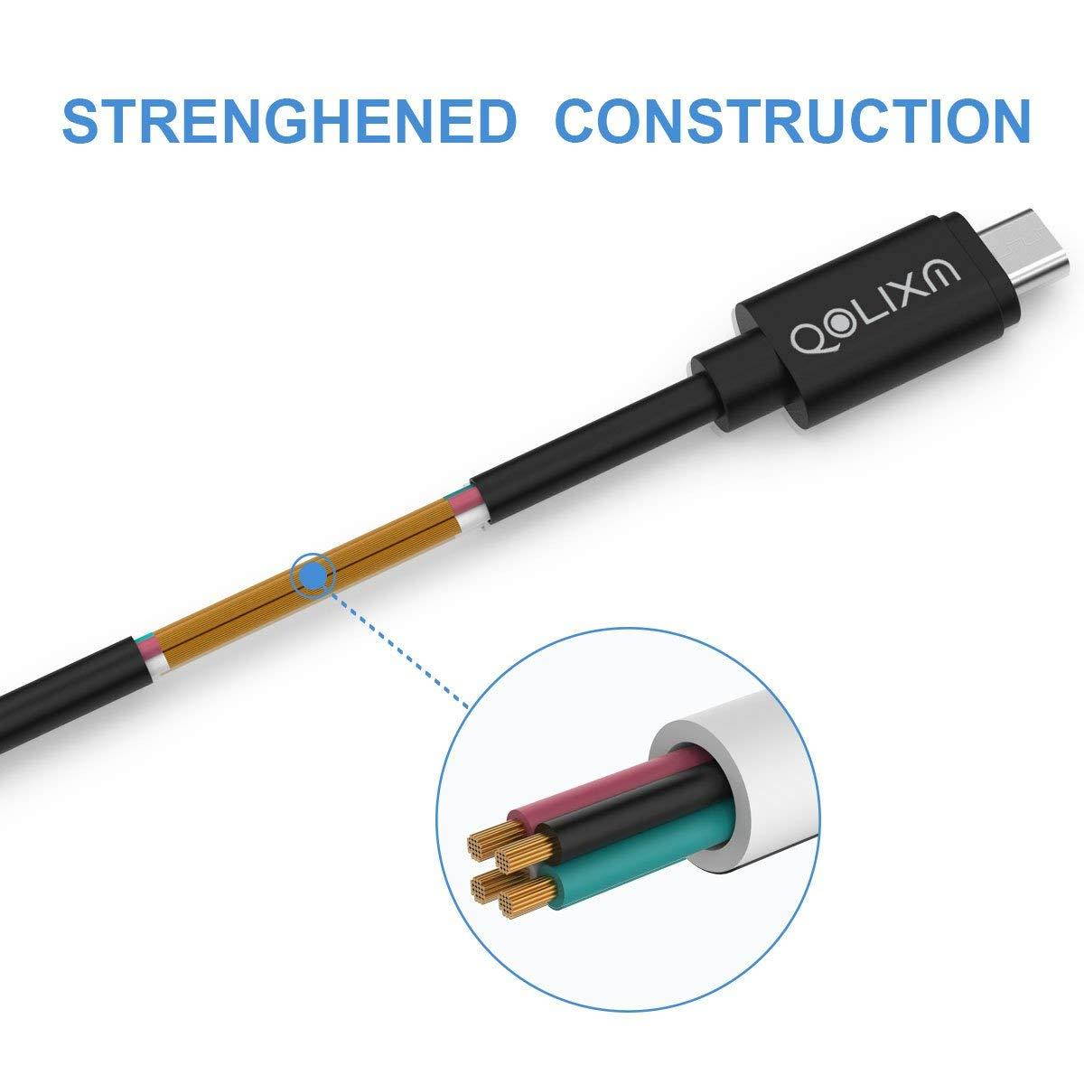 [2-Pack] QOLIXM 3 Feet Micro USB Cable, Quick Charge and Sync Cord for Android/Kindle/Windows/MP3/Camera and Other Device, Black + White