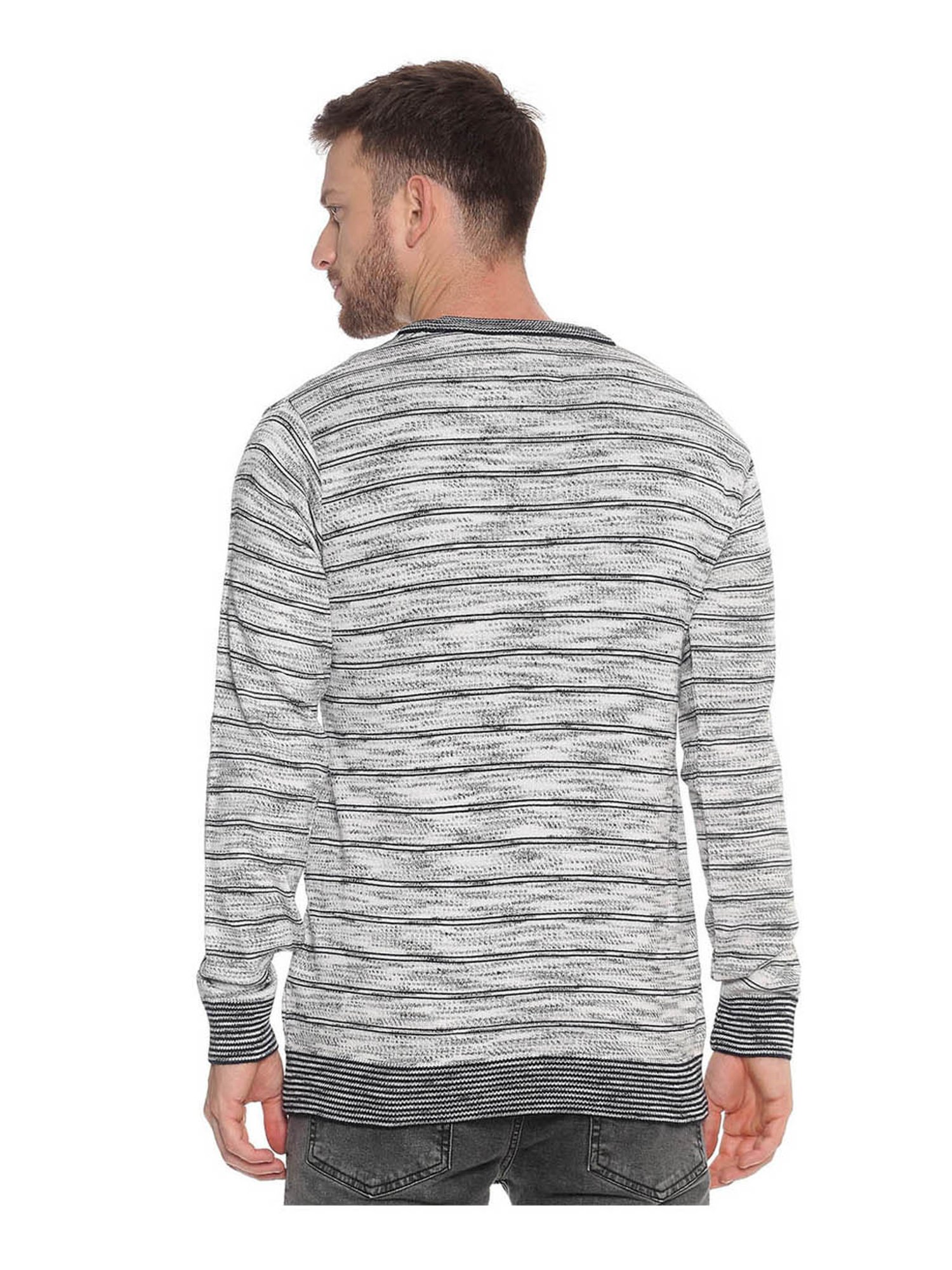 Venitian- Forbidden Clothing Light Grey Striped Sweater