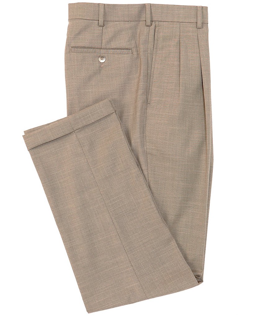 Roundtree & Yorke TravelSmart Ultimate Comfort Easy Care Sharkskin Pleated Dress Pants