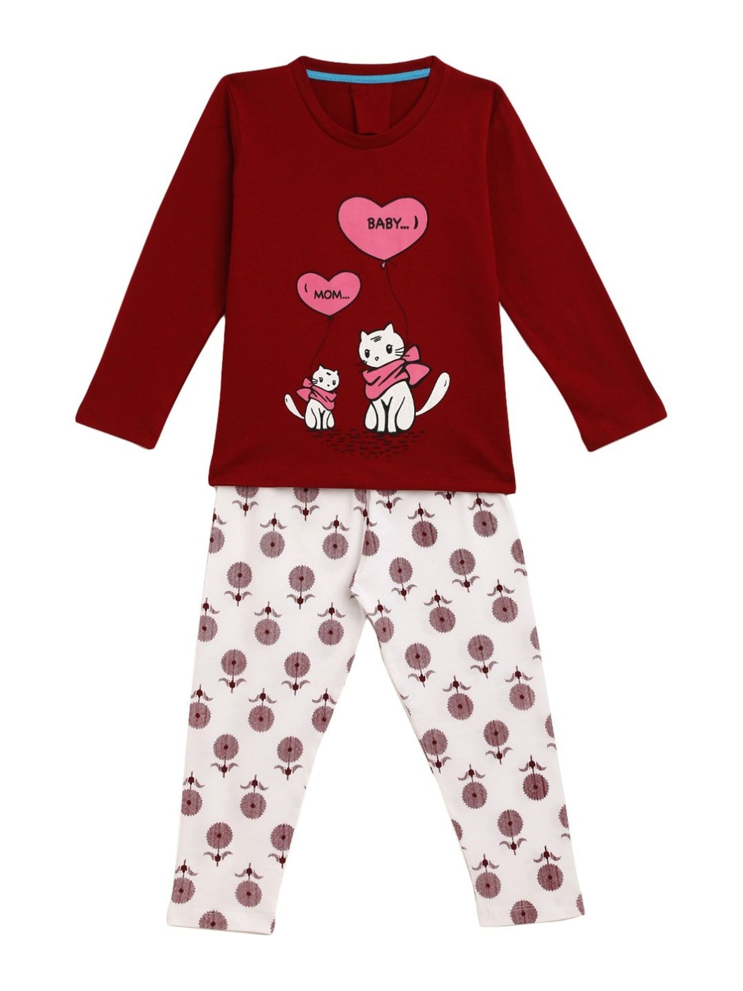 Kids Craft Maroon Cotton Printed T-Shirt & Pants