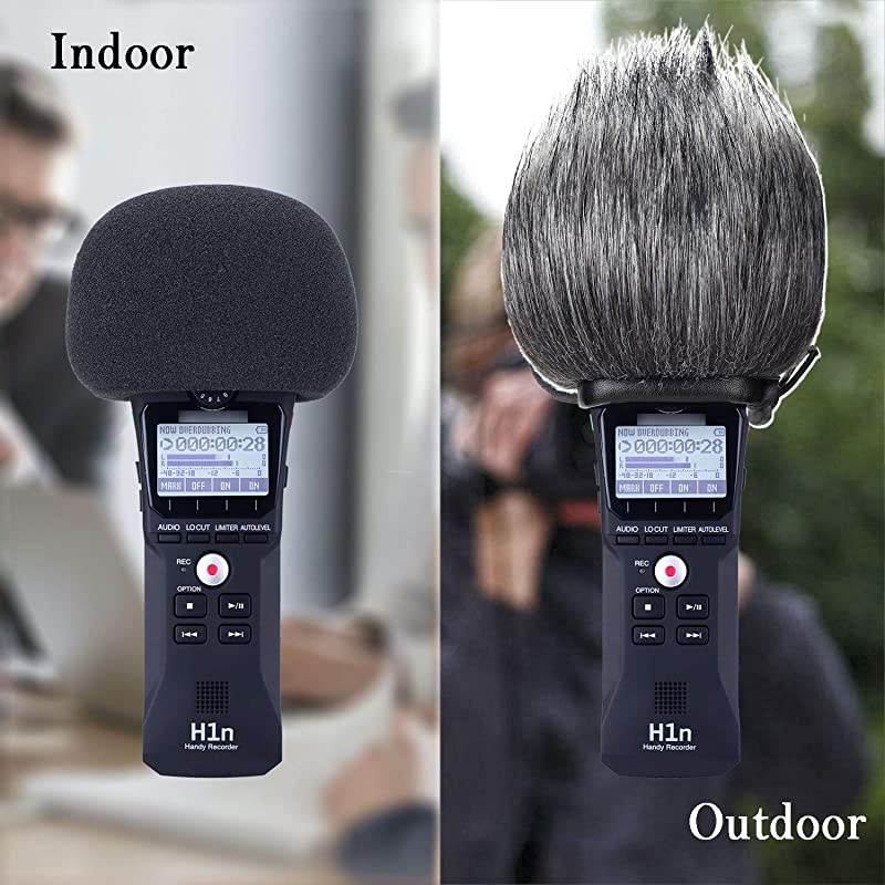 Zoom H1n Recorder Foam amp Furry IndoorOutdoor Windscreen Muff Pop FilterWind Cover Shield Fits Zoom H1n amp H1 Handy Portable Digital Recorder