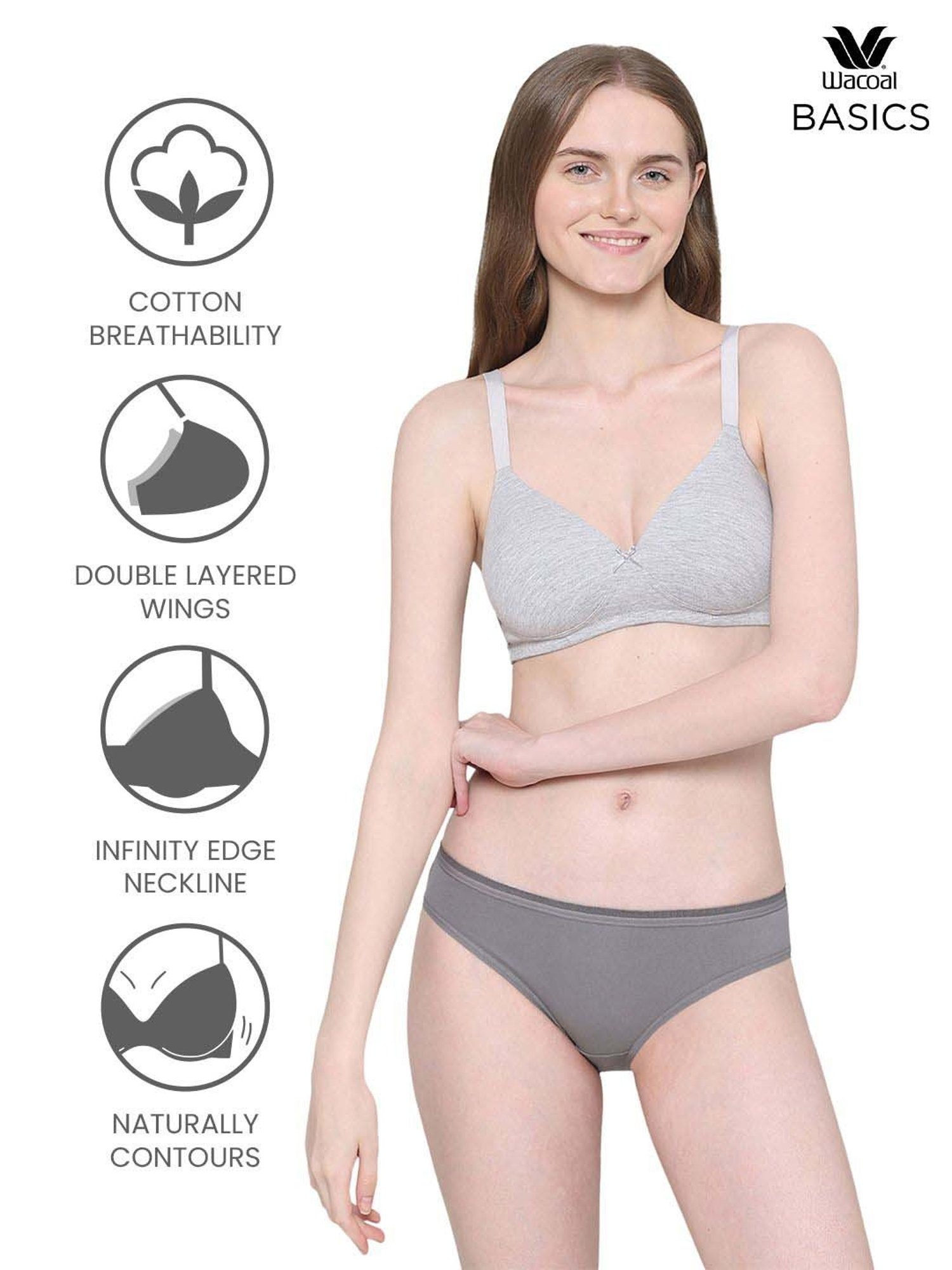 Wacoal Grey Cotton T-Shirt Bra