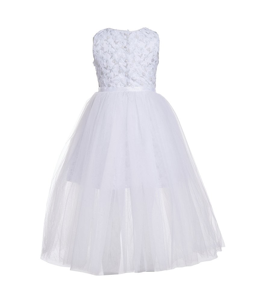 Badgley Mischka Big Girls 7-16 Floral/Mesh Walk-Through Dress