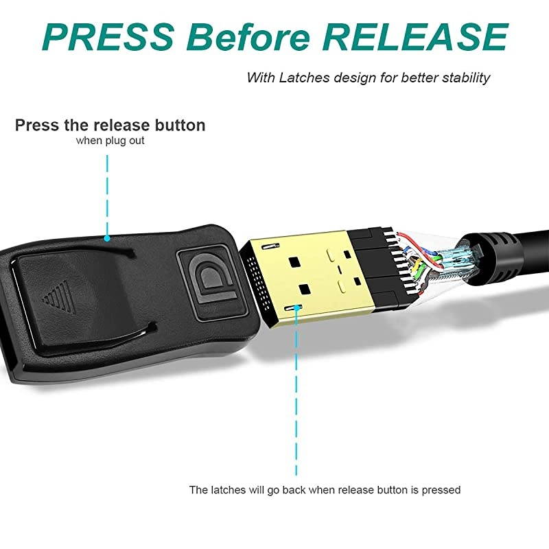DisplayPort to DP 4K 60Hz 15 Feet Cable  DisplayPort to Display Port Male to Male Cable GoldPlated Cord Compatible for Lenovo Dell HP ASUS