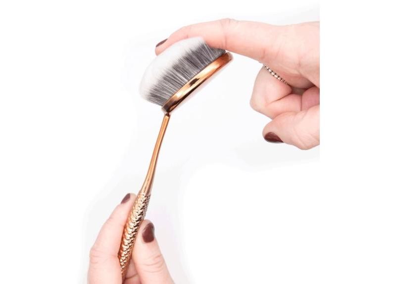 MODA Brush Metallics 10pc Deluxe Gift Makeup Brush Set with Black Studded Zip Case