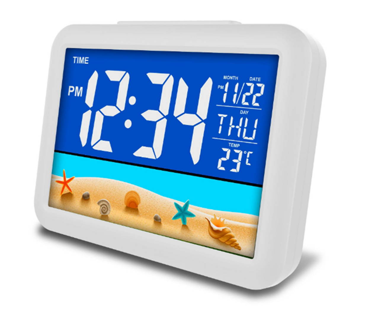 Select Mall 12-Inch Smart LCD Color Screen Clock Large Screen Electronic Clock Child Student Bedside Alarm Clock-Yellow