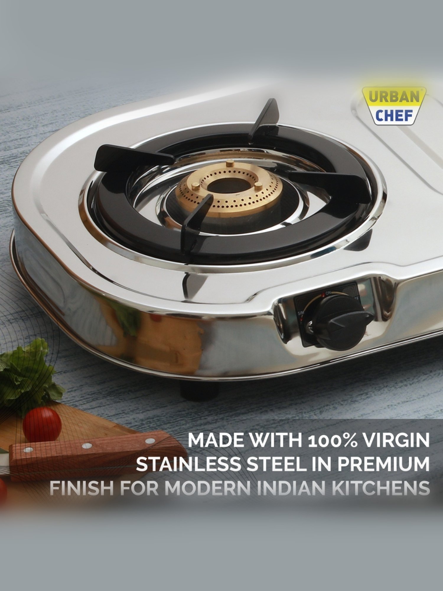 Urban Chef Gas Stove with 2 Burners ( Silver/Black )