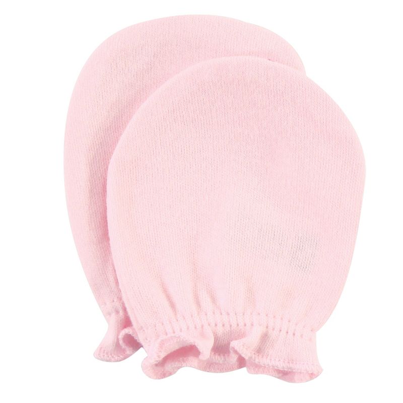 Hudson Baby Infant Girl Cotton Scratch Mittens, Cloud Mobile Pink, 0-6 Months