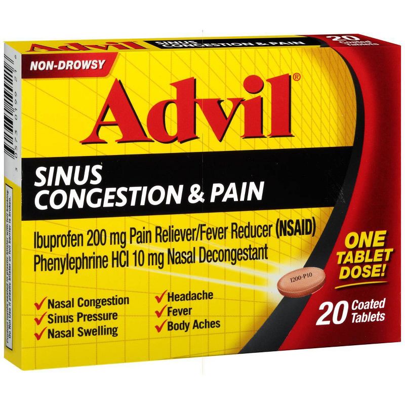 Advil Sinus Congestion & Pain Relief Tablets - Ibuprofen (NSAID) - 20ct