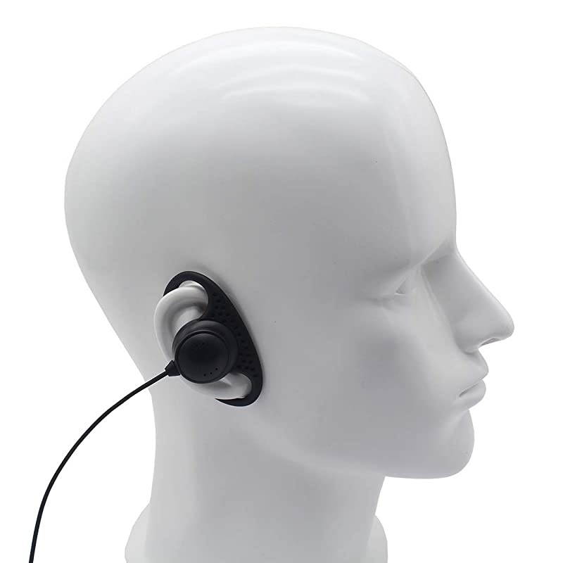 D Shape Clip-Ear Headset Earpiece PTT with Mic is Compatible with Motorola Talkabout 2 Two Way Radio Walkie Talkie MD200TPR MH230R MR350R MS350R MT350R MH230TPR MS350R MJ270R 1-pin (10 Pcs)