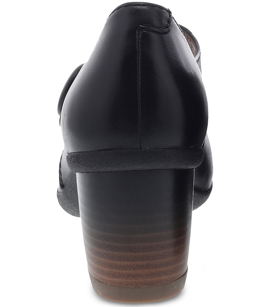 Deltan Tessa Croc-Embossed T-Strap Block Heel Pumps