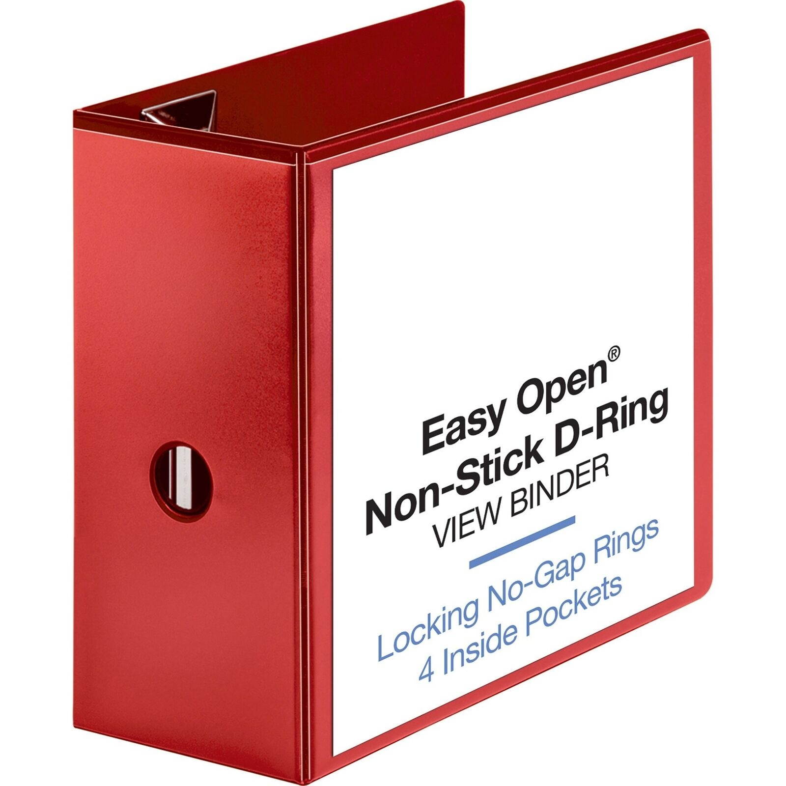 Business Source View Binder D-ring 5" Capacity 8-1/2"x11" Red 26984