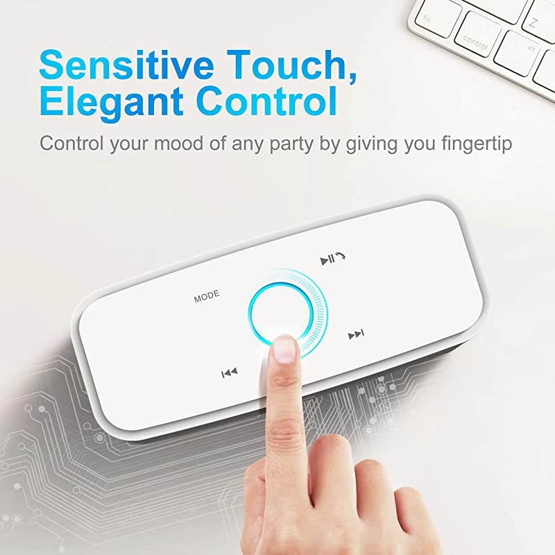 SoundBox Touch Portable Wireless Bluetooth Speakers with 12W HD Sound and Bass 20H Playtime Handsfree Speakers for Home Outdoor TravelWhite