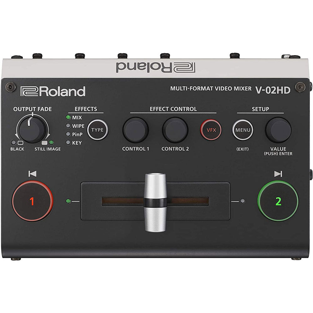 Roland V-02HD STR HD Video Mixer/Switcher Live Streaming Bundle with Encoder UVC-01, 6' HDMI Cable & 10-Pack Straps