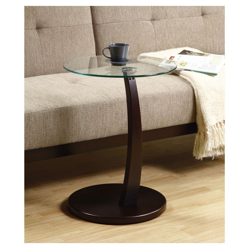 Accent Table - Cappuccino Bentwood with Tempered Glass - EveryRoom