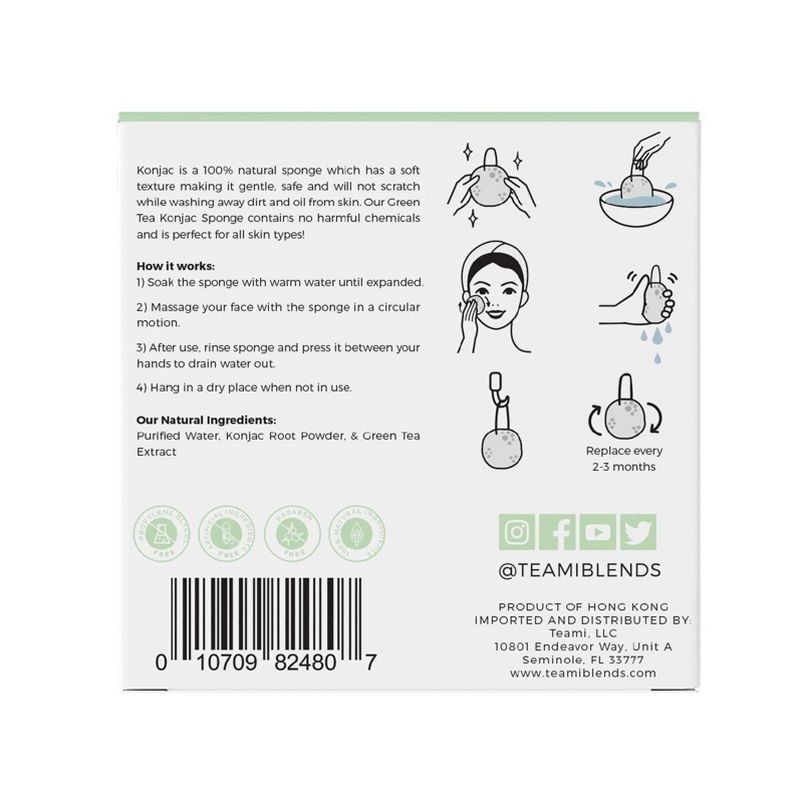 Teami Tea Infused Konjac Sponges - Green Tea - 1ct