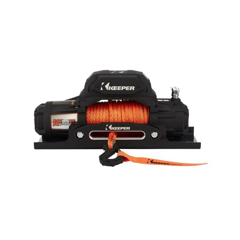 Keeper KX95132 Extreme Series 12 Volt 9500 Pound Capacity Electric Winch for Mid to Full Size Vehicles with 85 Foot Sythetic Rope Cable, Black
