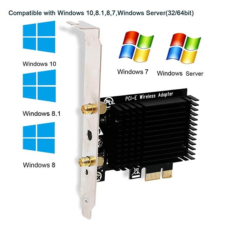PCIE Wireless AC Dual Band 1200Mbps WiFi Adapter with BeamformeeMUMIMO and Heatsink Technology for Windows Server7881103264bit Desktop PCs Gaming 4K Video Streaming FSAC87