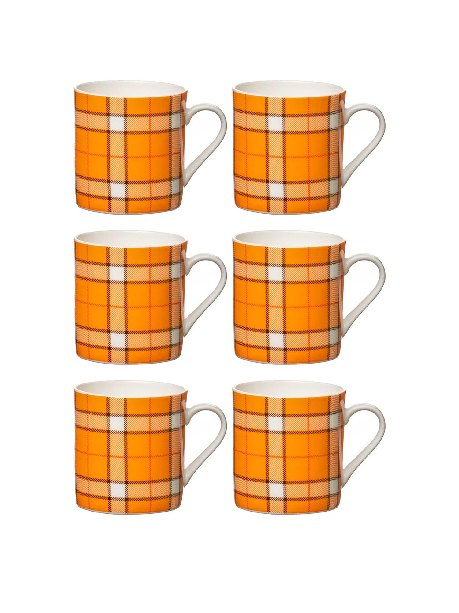 SONAKI Printed White Bone China Coffee Mugs - Set of 6 (210ml)