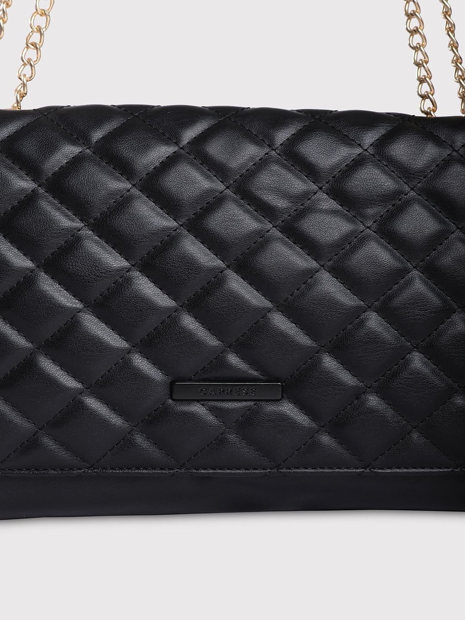 Caprese Black Quilted Medium Sling Handbag